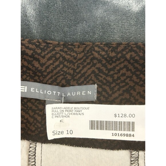 Elliott Lauren Womens 10 Pull On Brown Print Pant Zipped Shins NWT‎ - Picture 6 of 10